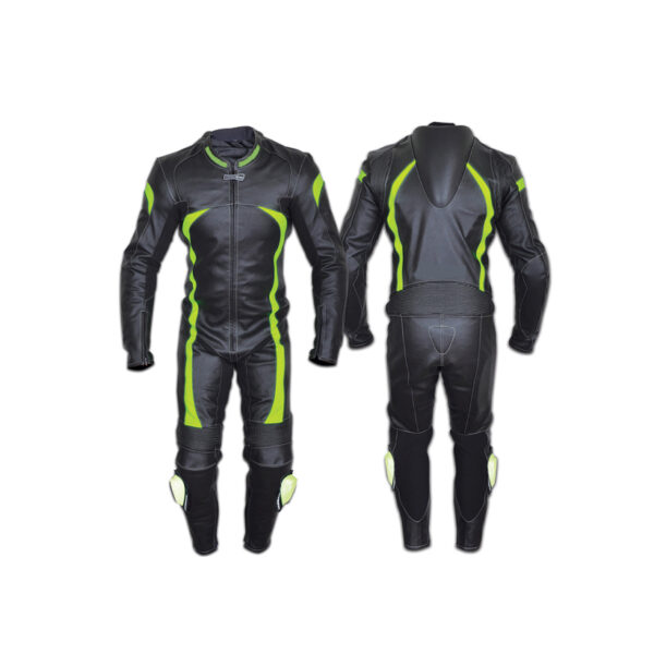 Men's 1 Pc Leather Motorcycle Riding Suit Green