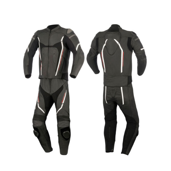 Men's 1 Pc Leather Motorcycle Riding Suit Black