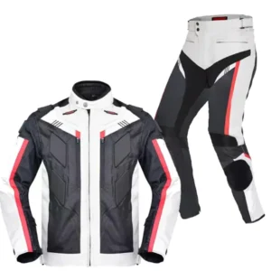 Men's 2 Pcs Leather Motorcycle Riding Suit